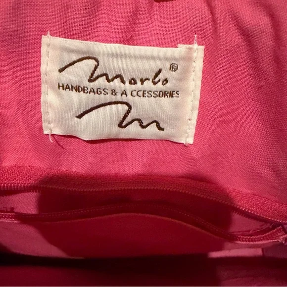 Vintage 1980’s Marlo Pink Floral Embroidered Woven Tote Bag Purse - Picture 9 of 14